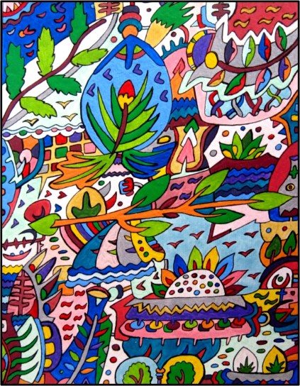 Kostia 2013 - Attraverso il tempo del colore, china e acrilici su cartoncino, cm 18x24